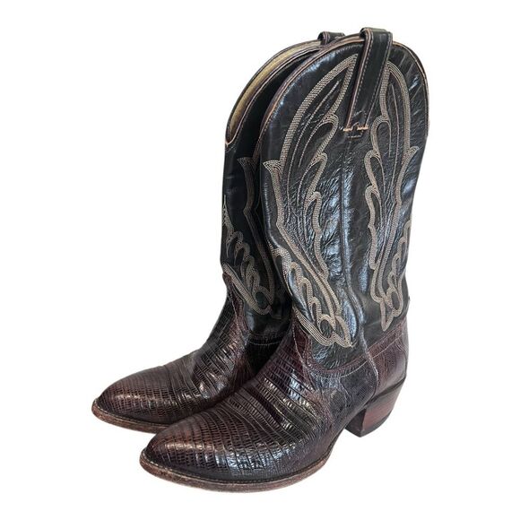 WRANGLER | Western Brown Leather Stitched Heeled Mens Boots 8.5 D - Picture 1 of 10
